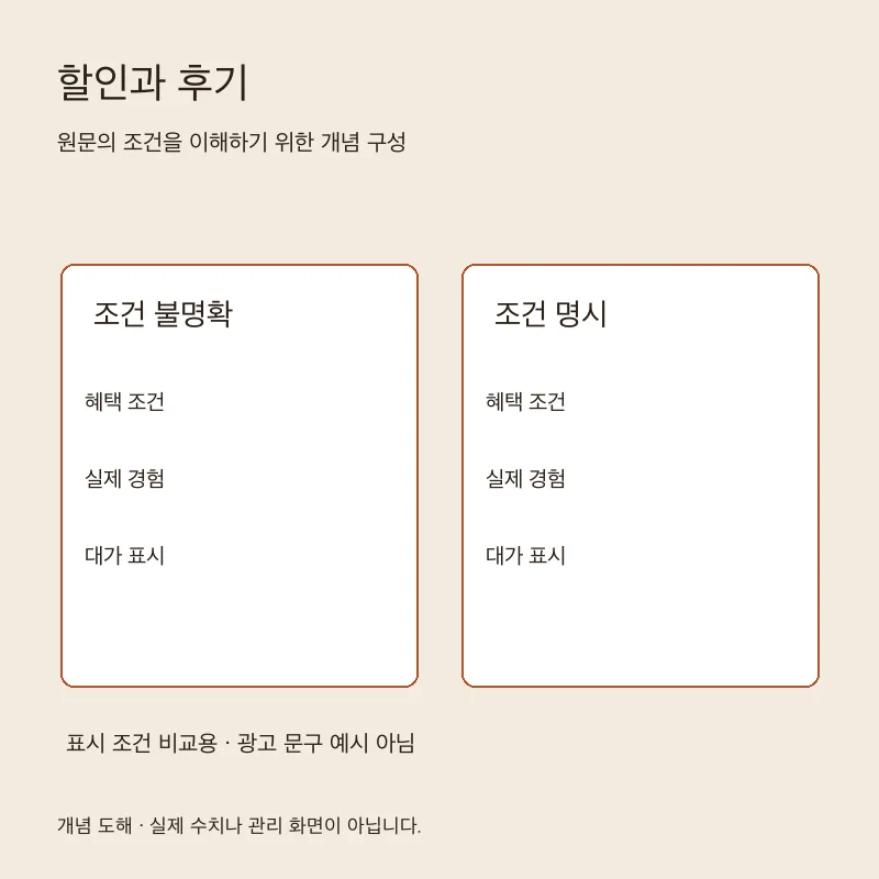 할인과 후기을 설명하는 개념 도해