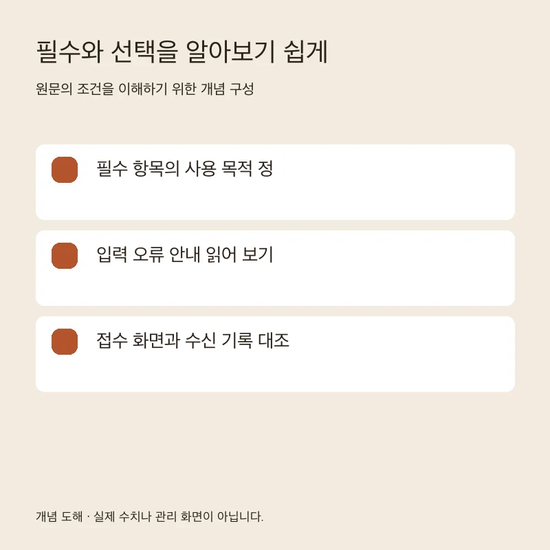 필수와 선택을 알아보기 쉽게을 설명하는 개념 도해