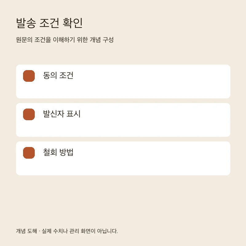 발송 조건 확인을 설명하는 개념 도해